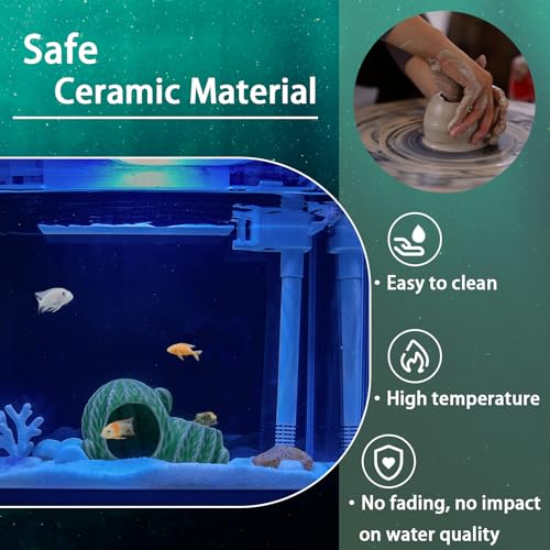 Image of Green Aquarium Decor Ceramic Western Cactus Betta Fish Tank Cave