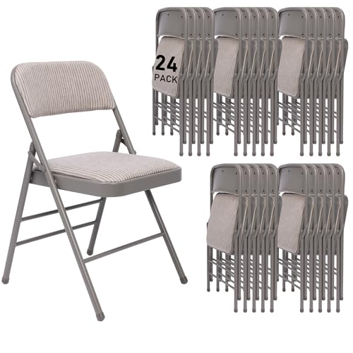 S Fabric Dining Chair Set With Padded Cushion And Back, Indoor Outdoor Foldable Seat With Steel Frame For Home Office Events Wedding Party, Oatmeal Strip Seating
