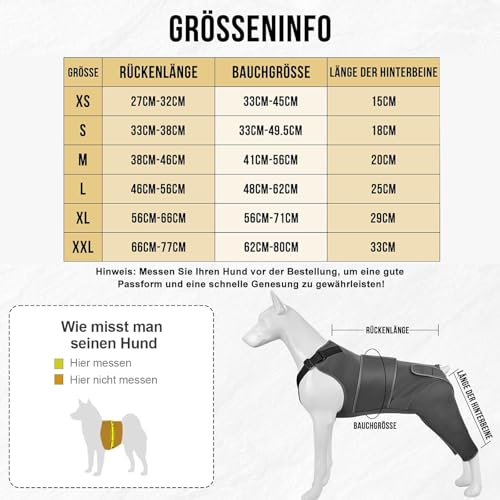 OneTigris Hundebody Nach OP, Hundebody Nach Kastration Rüde mit Verstellbaren Riemen, Weich Leckschutz Hunde für Rüde Oder Hündin, Body Hund für Kleine/Mittlere/Große Hund (L)