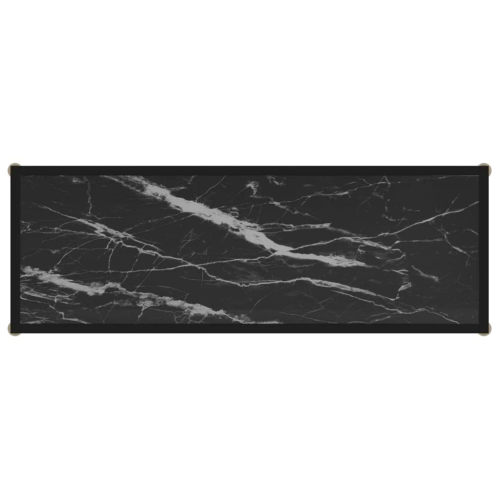 Konsola stołowa czarna 100 x 35 x 75 cm szkło hartowane | Stal malowana proszkowo, półka do przechowywania, łatwe czyszczenie, stolik pomocniczy