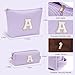 YOOLIFE Personalized Monogram Makeup Bag Birthday Gifts for Kids Girls Cosmetic Bag Travel Toiletry Bag | Christmas Gifts for Teenage Girls Stocking Stuffers for Teen Girl Daughter Gifts Purple A