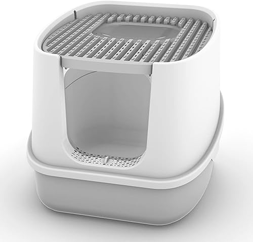 absob Caja de arena para gatos para gatitos de menos de 7.7 libras, 17.0 x 14.6 x 13.8 pulgadas, pequeña caja de arena antisalpicaduras con tapa,