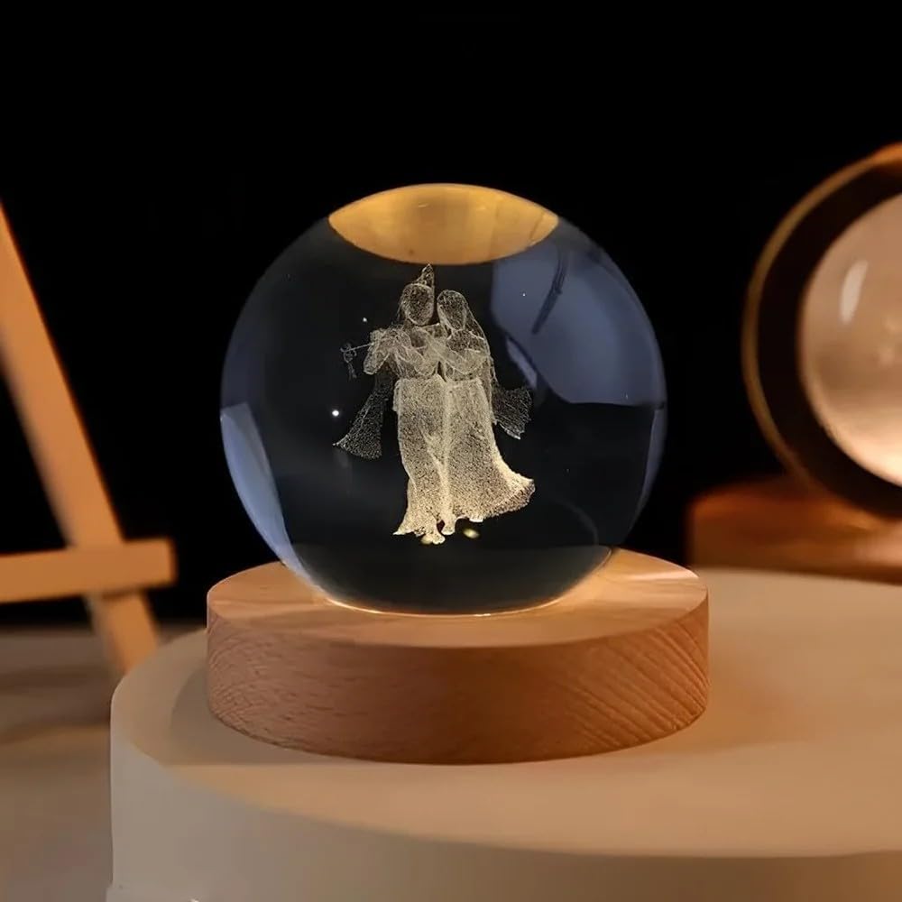 3D Radha Krishna Crystal Glass Ball Night Lamp | USB Powered Decorative LED Light-image-21
