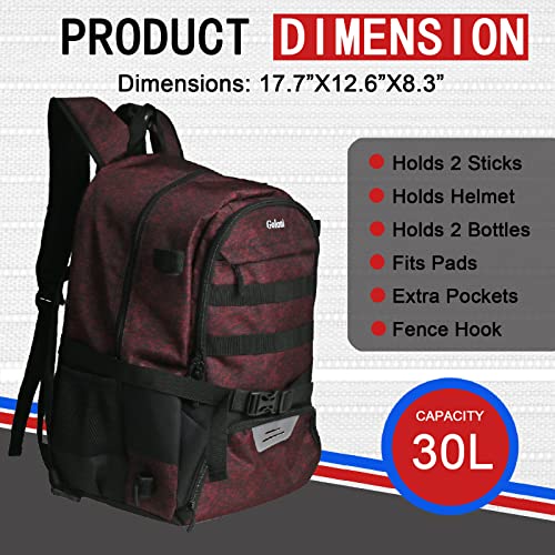 Goloni | Large Lacrosse Equipment Backpack With Two Sticks Holder And Separate Cleats Compartment Field Hockey Bag #TOP1