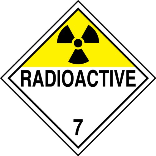Image of Accuform MPL701VP25 Plastic Hazard Class 7 DOT Placard, inchRadioactive 7 inch with Graphic, 10-3 /4 inch Width x 10-3 /4 inch Length, Black on Yellow /White (Pack of 25)