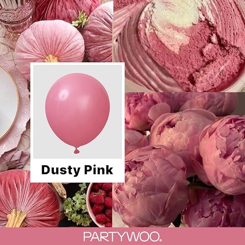 Image of PartyWoo Mauve Balloons 140pcs Different Sizes of 18 12 10 5 Inch Dusty Pink Rose Blush Boho Netural Balloon Arch Kit Garland for Baby Shower Wedding Engagement Birthday Party Decorations Pink-F02