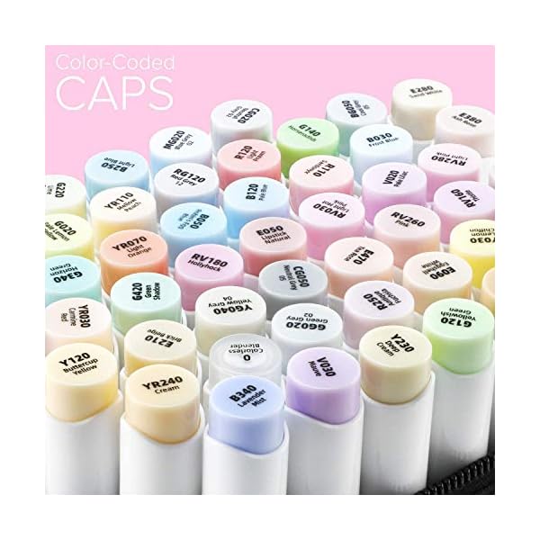 Ohuhu Marker Stifte Pastel, doppelseitige Farbspitze Brush Marker für Entwürfe und Comics, feiner Pinsel zum Skizzieren, Kalligraphieren, Zeichnen und Illustrieren – Bild 5