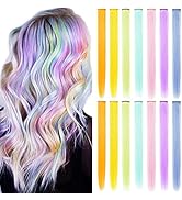 Fcysws 14 farbige Haarverlängerungen 21inch hitzebeständig synthetisch glatt für Frauen und Mädch...