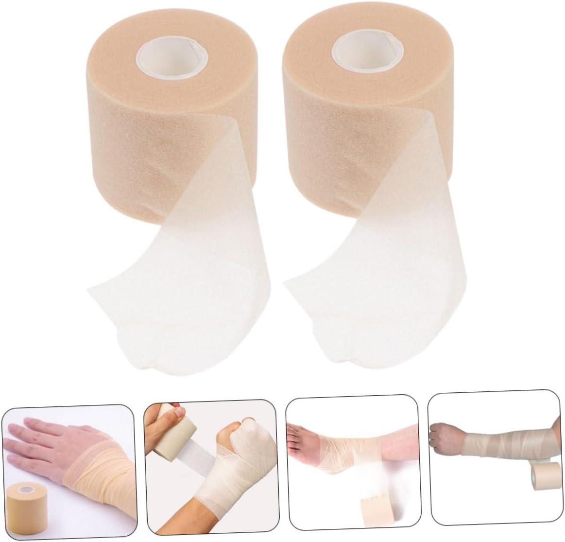 6rolls Sponge Sports Tape Athletic Tapes for Shock Support for Ankle Knee Hand Football Basketball Yoga Running Breathable Sweat-Resistant