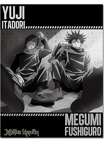 Great Eastern Entertainment Jujutsu Kaisen - Yuji Itadori & Megumi Fushiguro (B&W) Manta de 46 Pulgadas de Ancho x 60 Pulgadas de Alto