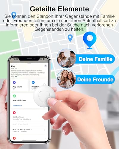 GPS Tracker 4-Pack - Smart Tag Kompatibel mit Apple Wo ist? (iOS NUR), Wasserdichter Gegenstandssucher,Bluetooth-Schlüsselfinder für Geldbörse,Gepäck,Austauschbare Batterie