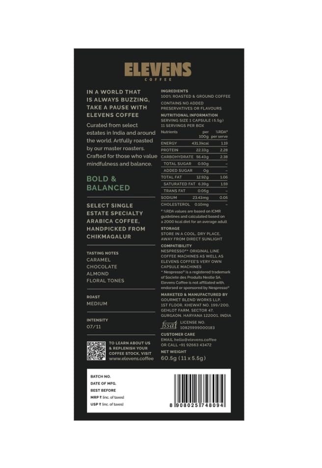 Image of ELEVENS COFFEE | Variety Pack 2 | Coffee Capsules | 100% Arabica & Robusta | 44 Aluminium Coffee Pods (11 x 4 Flavours) | Dark Roast | Intensity 8-10 | Compatible with Nespresso