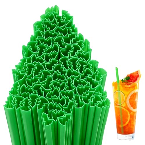 Pitillos navideños de plástico con forma de árbol, 100 piezas miniatura 1