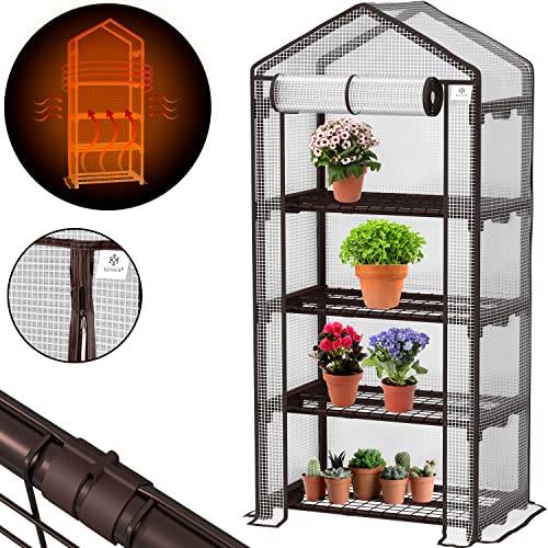 KESSER® Premium Foliengewächshaus Gewächshaus mit 4 Etagen - 69 x 50 x 158 cm Treibhaus mit 4 Regalen - Platzsparend, Hochwertiges Anzuchthaus Garten Balkon Stabil & Einfach zu Montieren – Bild 4