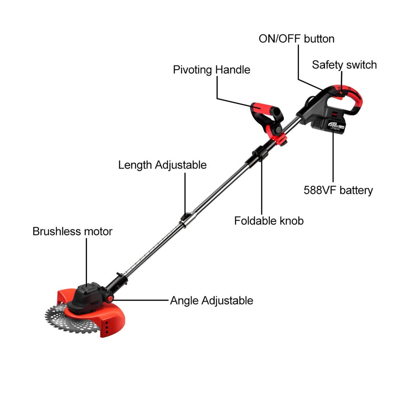 Taglia erba, Tosaerba elettrico senza spazzole da 4000 W 36000 RPM Tagliaerba pieghevole giardino fili(2 Battery Plug)