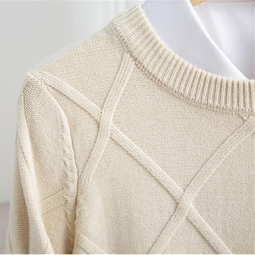 Men's Y2K Solid Color Crewneck Pullover Sweater Chunky Cable Knitted Texture Sweaters Classic Casual Sweaters4