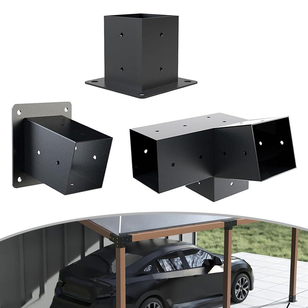 Kit per pergola con staffe inclinate per tetto pergolato, staffe di montaggio a parete, kit di staffe di estensione per gazebo portico da 10 x 10 cm, nero (C)