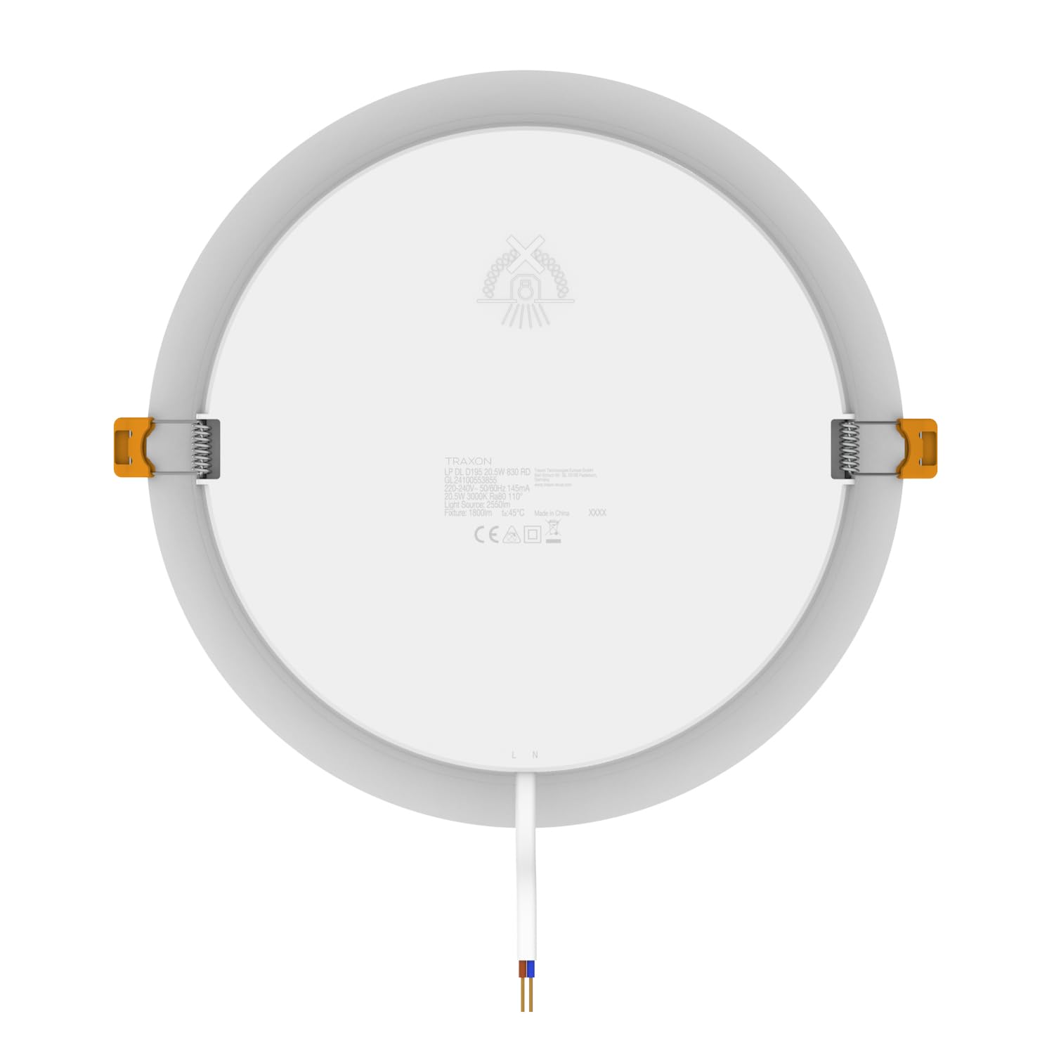 TRAXON LUXPOINT® Placa downlight LED - Filbert Circular 20,5W Luz Fría 6500K 1900Lm PS techo Empotrable Driver integrado, Corte techo Ø200-205mm IP20 interior (Luz Fría 6500K, Pack 10 und 20,5W)