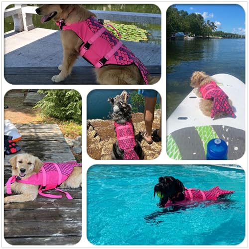 Izefia Hund Schwimmweste Schwimmen Schwimmschutzmantel Schwimmweste mit Griff für Kleinen Hund Welpen Großen Hund Hai Meerjungfrau