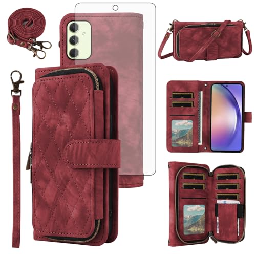 Protection Galaxy A54 5G portefeuille verre trempé et étui à rabat A546U