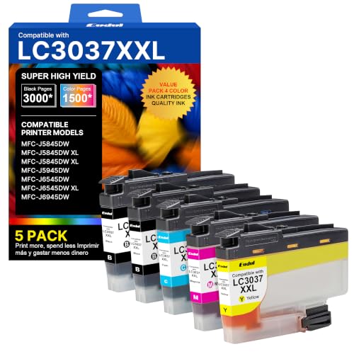 Image of LC3037XXL LC3037 BK /C /M /Y Ink Cartridges for Brother LC3037 Ink Cartridges Work for MFC-J5945DW MFC-J6545DW MFC-J5845DW MFC-J5845DWXL MFC-J6545DWXL MFC-J6945DW Printers, Black and Color 5 Pack