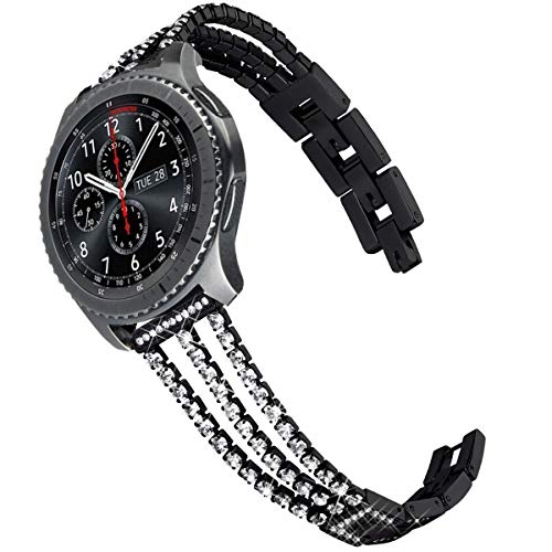 Bracelet Samsung Gear S3 Frontier 22mm Noir de rechange en acier inoxydable robuste