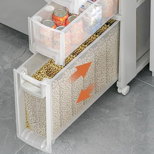 Carrito utilitario delgado con cajones transparentes, estantería de almacenamiento móvil para cocina, baño, lavandería, dormitorio, estante de plástico para hornear, diseño que ahorra espacio