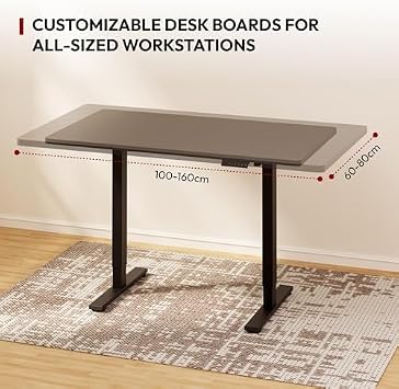 SANODESK 120 x 60cm Electric Standing Desk ONE PIECE Height Adjustable Desk with Cable Management Tray Sit Stand Desk for Office, Black