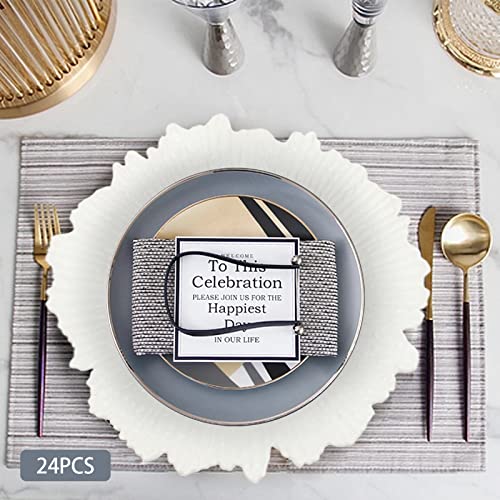 Set de 24 platos redondos plásticos de 13 pulgadas blanco miniatura 4