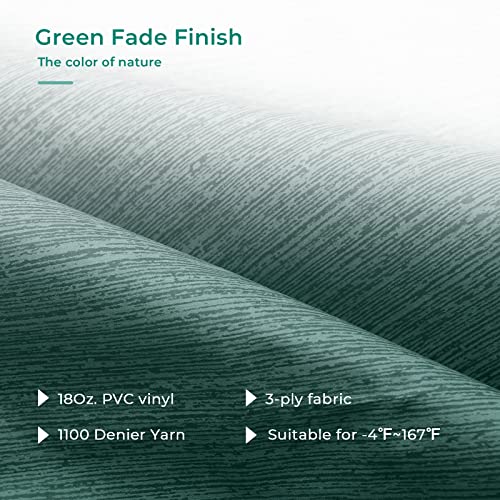 Fonzier 18Oz Rv Awning Fabric Replacement, Heavy Duty Vinyl, With Awning Tie Down Kits & 7 Awning Hooks & Pull Strap For Trailer Camper Awning- 15'(Fabric 14'2"), Green Fade #TOP1