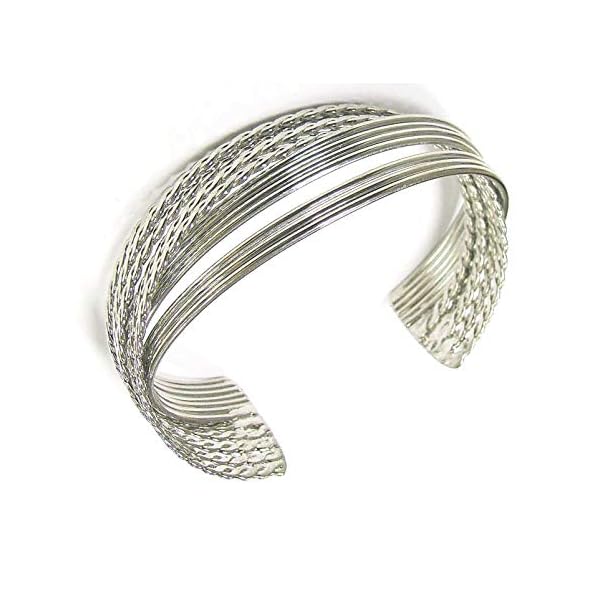 Linpeng-Twisted-Style-Metal-Open-Cuff-Women-Bangle-Bracelet-Silver Linpeng Twisted Style Metal Open Cuff Women Bangle Bracelet, Silver