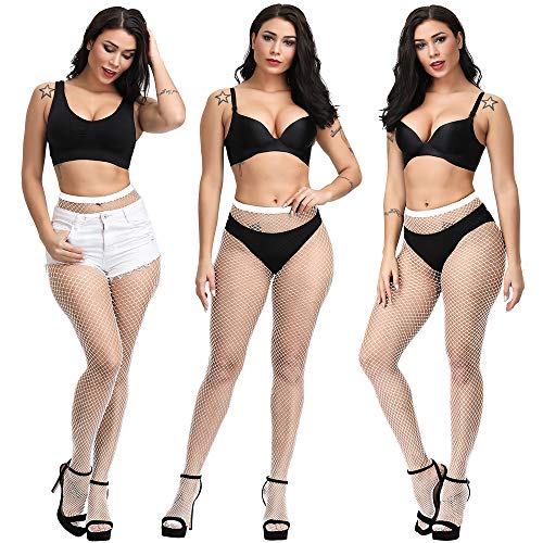 Image of Fishnet Stockings For Women High Waisted Fishnet Tights Sexy Wide Mesh Fishnet Stockings