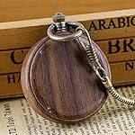 Tiong Wooden Pocket Watch,Customized Wooden Pocket Watches for Men Handmade Bamboo Wood Analog Quartz Custom Pocket Watch with Chain Gift for Father's Day - Image 3