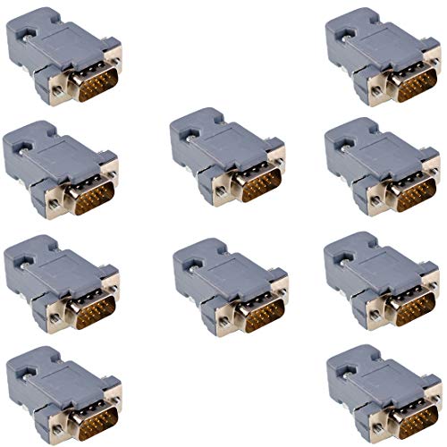 Oiyagai Set da 10 Connettori VGA Maschio DB15 con Copertura – Spina D-Sub 15 Pin HD15 con Cappuccio in Plastica per Riparazione Cavi Monitor e Progetti Elettronici
