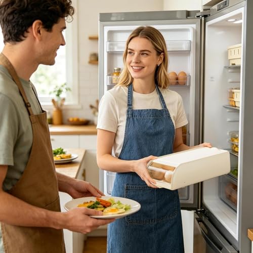 Huevera para nevera con auto-deslizamiento para cocina, apartamento y restaurante 3