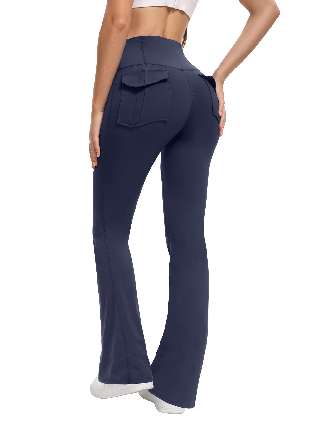 C LLOT Womens Flared Leggings with Pockets