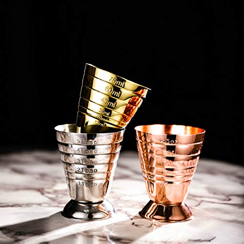 Barsoul Copper Stainless Steel Measuring Cup Bar Jigger With 3 Measurments Up To 2.5Oz,5Tbsp,75Ml #TOP2