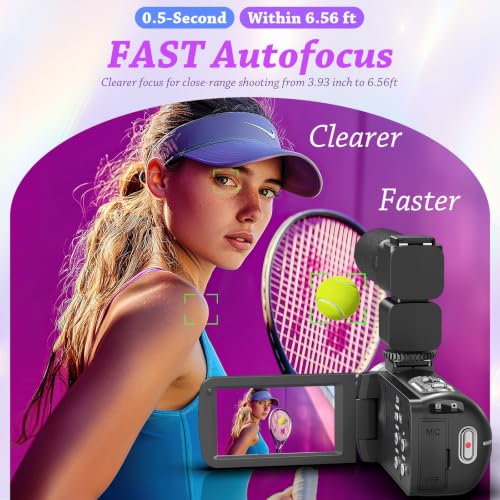 Image of 4K HD 80MP Camcorder Video Camera Vlogging Camera for YouTube | IR Night Vision 18X Digital Zoom 3.0 IPS Screen Video Recorder with 32GB SD Card, 2 Batteries, Remote Control, and Stabilizer