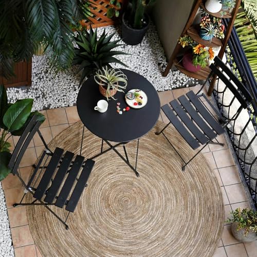 Grand patio 3-Piece Folding Bistro Set 2 Chairs and 1 Table Weather-Resistant Outdoor/Indoor Conversation Set for Patio Yard Garden-Black