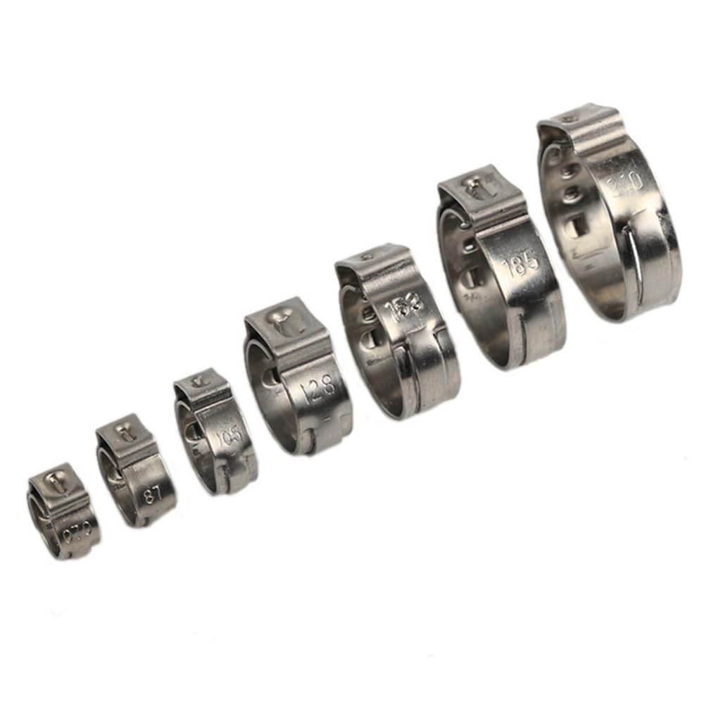 Abrazadera de tubo,Anillos de abrazadera, 25 pz Fascette stringitubo Singolo Orecchio Stepless 4.7-23.5mm Fascette stringitubo in acciaio inossidabile 304 Cinch Anelli di serraggio for sigillare tipi