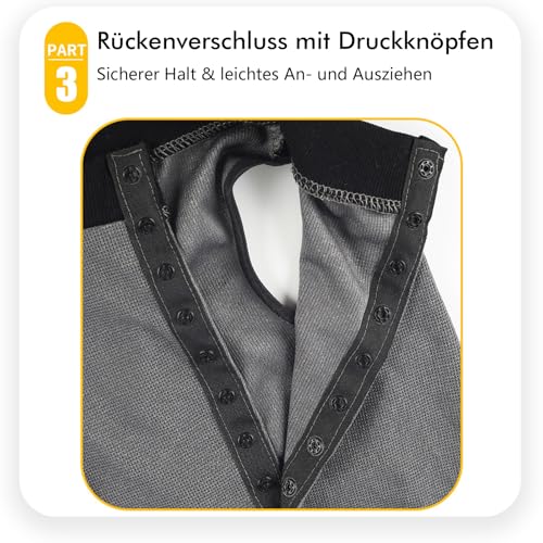 InfiniZer Hundebody Nach Op Hündin Kastration Hündin Rüde Operationsbody Hund Body Nach Op Body Hund Shirt Leckschutz Wundschutzanzug für Hunde Einteiler Schlafanzug (Grau, XL)