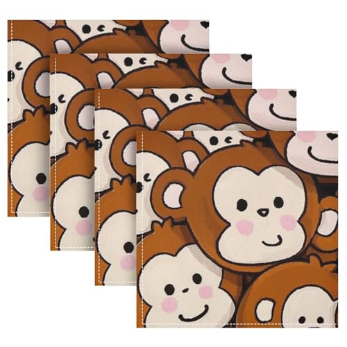 Servilletas de tela con diseño de mono, set de 4 miniatura 1