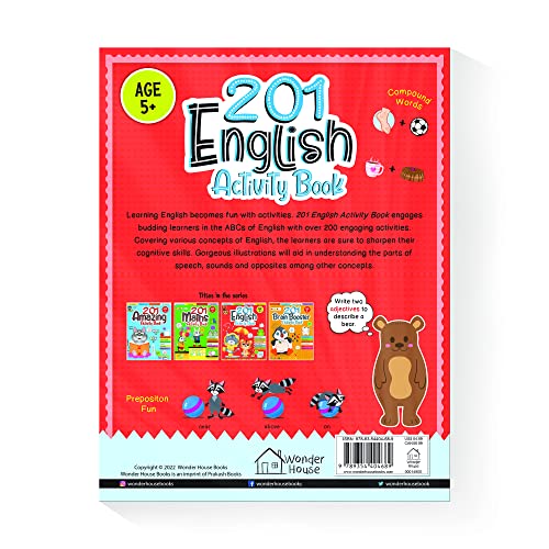 Image of 201 English Activity Book: Fun Activities and Grammar Exercises | Alphabet & Words, Rhyming & Opposites | Ages 5-9 | 4+ Hours of Interactive Learning