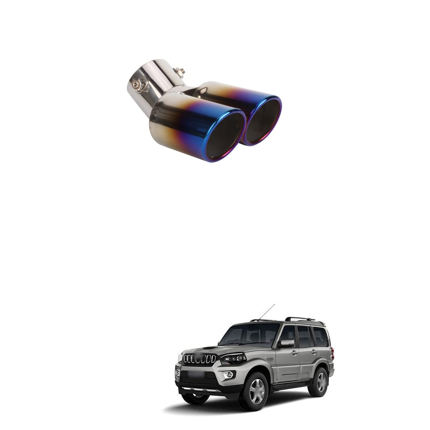 Silencer Tip Exhaust Pipe Car Stainless Steel Rear Muffler Tip Tail Muffler Tip Pipe Adjustable Car Decoration Exhaust Tip Tailpipe Compatible with S-corpio G-etaway