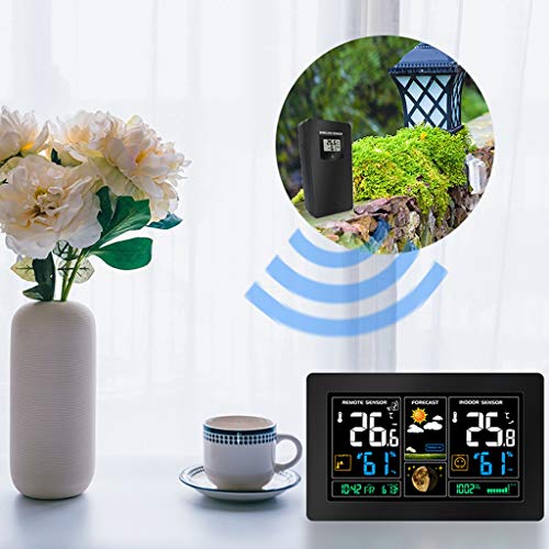 Clock Desk Alarm For Heavy Sleepers Bedroom Desk Digital Display Snooze Adults Temperature Humidity Weather Forecast Moon Phase Wireless Sensor #TOP2
