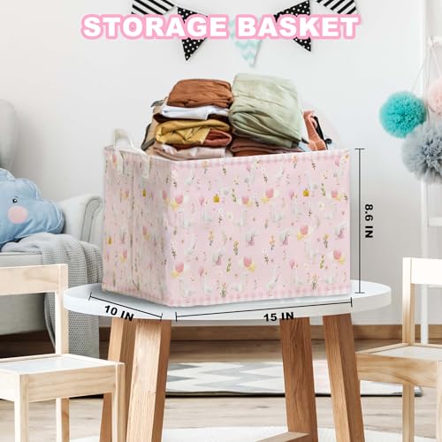 Image of Goose Nursery Decor Girl, Pink Basket for Pink Nursery Decoration, One Silly Goose Birthday Decor Girl, Large Squarecanvas Laundry Hamper With A Waterproof PECoating, Foldable