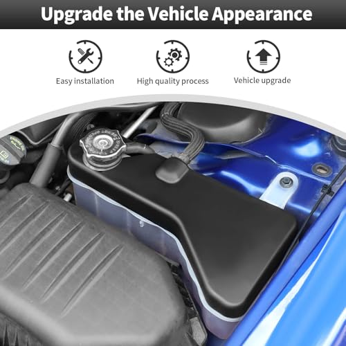 Image of CheroCar 3PCS Hood Engine Bay Cover Trim Kit for 2015-2026 Dodge Challenger,Interior Engine Bay Dress Up Kit,Coolant Windshield Washer Fluid Cover & Wire Dust Cover(Black)