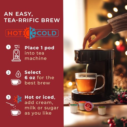 Image of Christmas Tea Pod Gift Set (16 Count) - 7 Flavors Assorted Variety Pack | Vanilla Chai, Cinnamon Orange, Black Tea, Berry Bliss, Peppermint, Chai Latte, Cinnamon Apple, Tea Sampler, Non-GMO