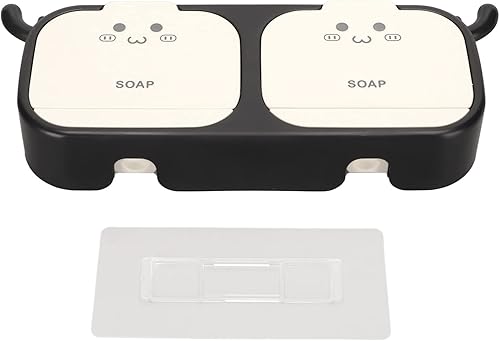 Miniatura 8 de Caja de jabón para montar en la pared, soporte para platos de jabón de pared, soporte para platos de jabones, ducha de 2 espacios, mantiene las
