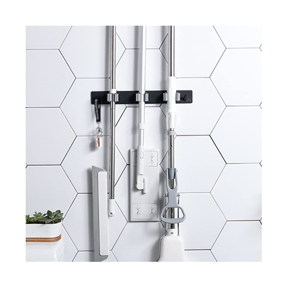 Porta Scopa e mocio, Gancio per mocio da Appendere a Parete in Acciaio Inossidabile Porta Clip per mocio Design con Fibbia Strumento per la Pulizia Porta mocio per Cucina, Bagno (Color : Silver, Siz
